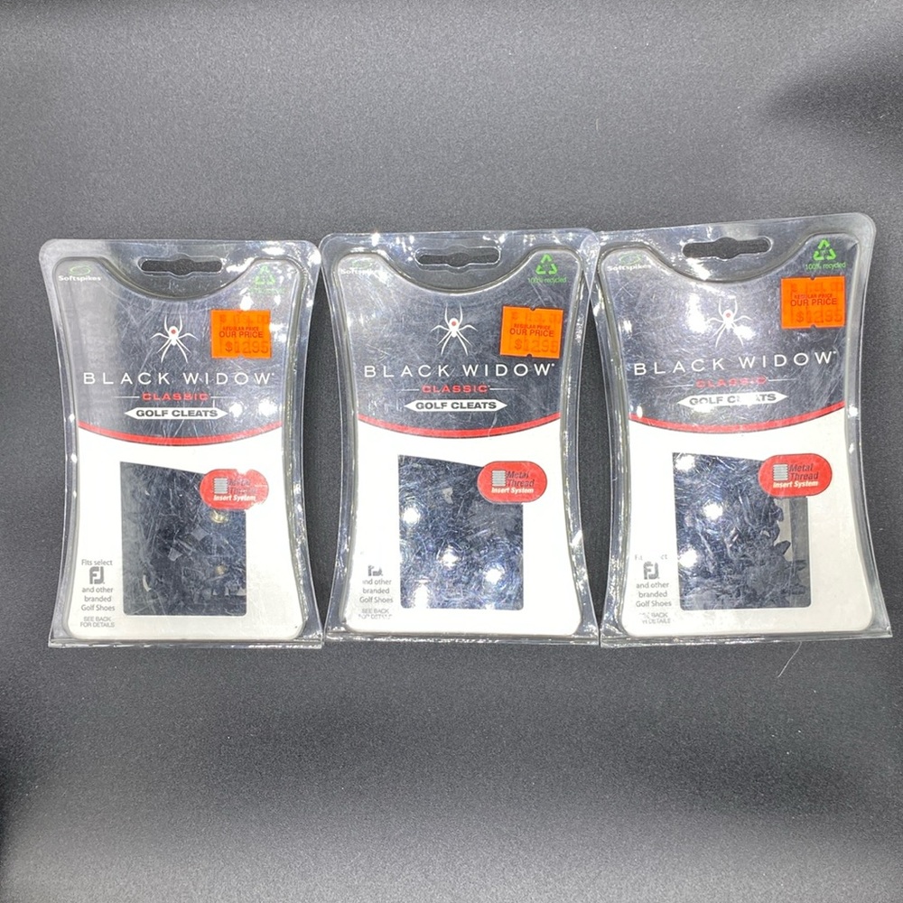 Softspikes Black Widow Classic Cleats Metal Thread System (22 cleats) (lot of 3)